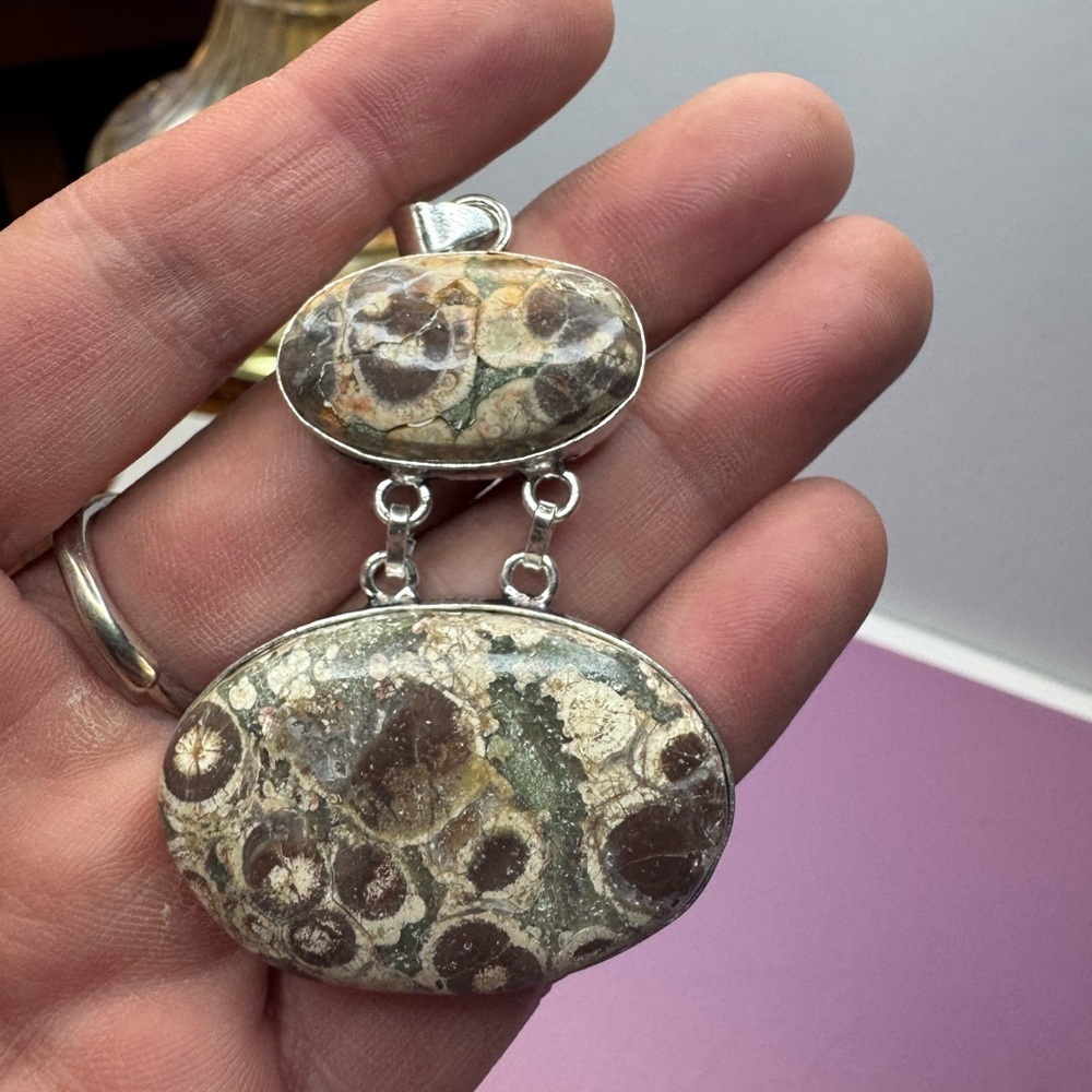 Viper Skin Jasper 925 Silver Plated Handmade Pendant 2.5"